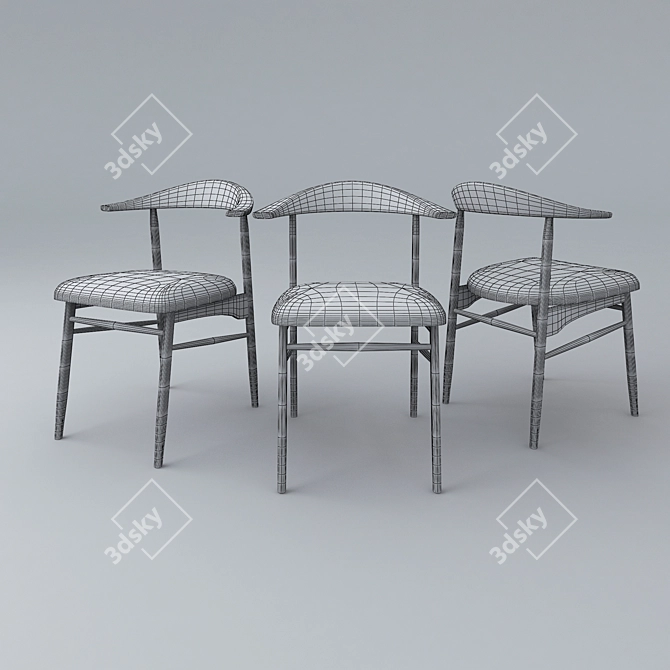 Elegant Walnut Dining Chair 3D model image 2