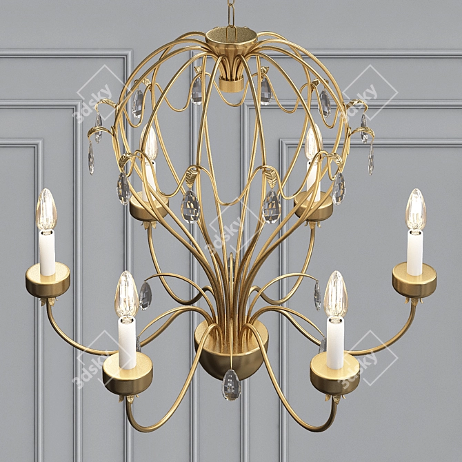 Vintage Iron Balloon Chandelier 3D model image 2