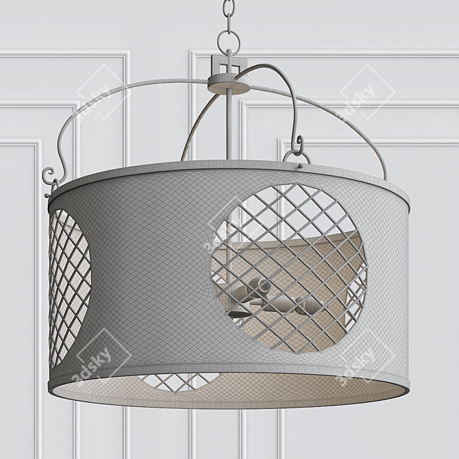 Japanese-inspired Yoshinomado Chandelier: Wrought Iron Elegance 3D model image 3