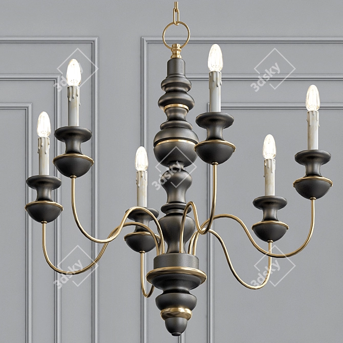 Chic Stockholm Black & Gold Chandelier 3D model image 1