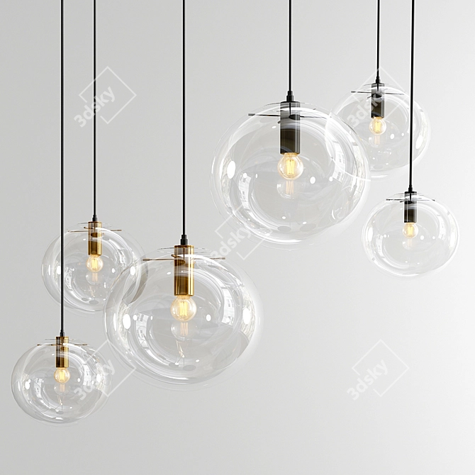 Elegant Glass Pendant Lights 3D model image 1