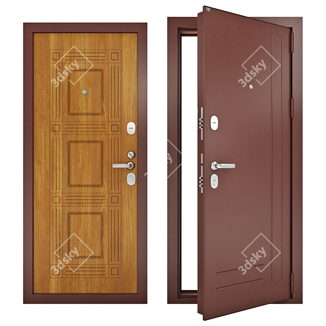 Premium Steel Entrance Doors by Groff | Height: 194cm 3D model image 1