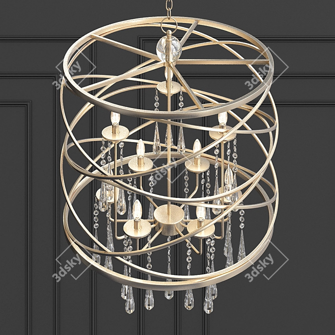 Elegant 9-Light Pendant with Crystal Drops 3D model image 2