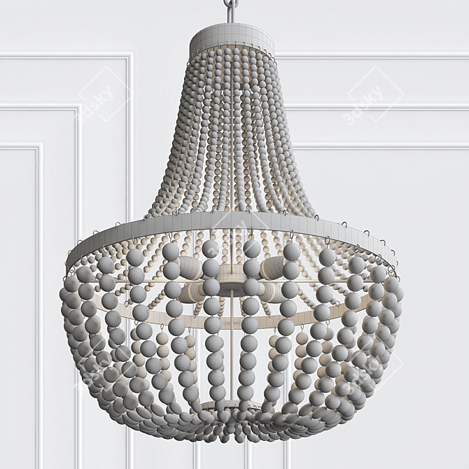 Vintage-inspired 6-Light Chandelier with Crystal Beads 3D model image 2