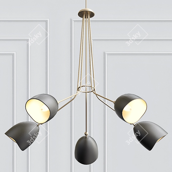Antiqued Brass 5-Light Chandelier 3D model image 1