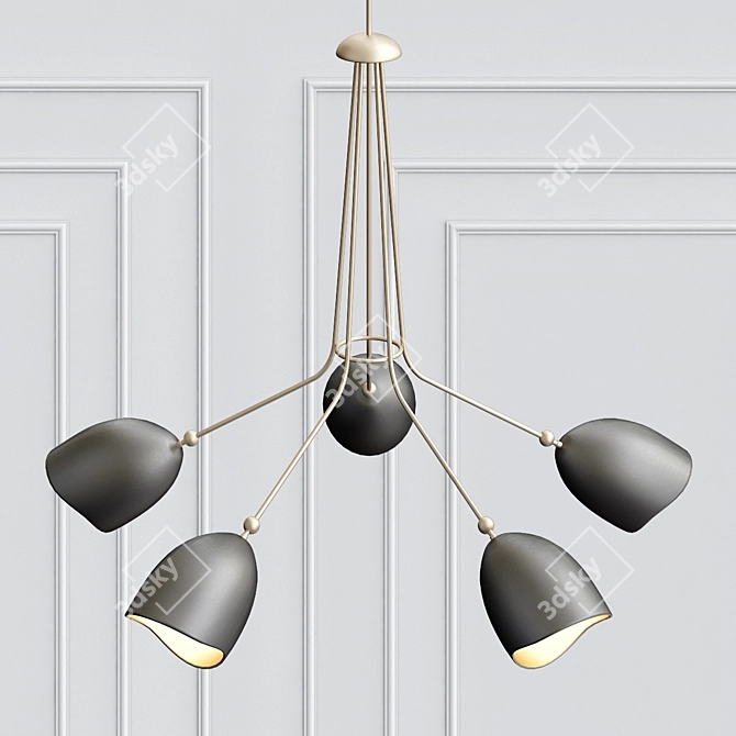 Antiqued Brass 5-Light Chandelier 3D model image 2