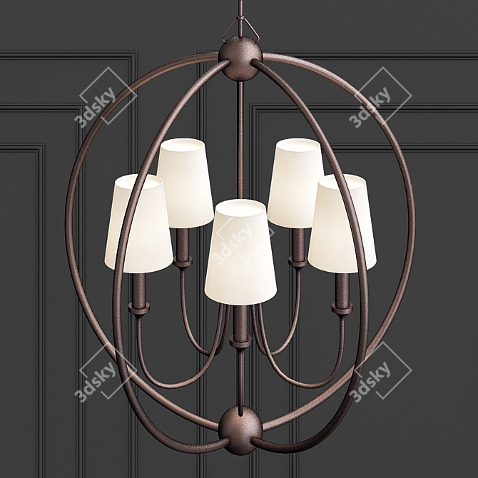 Elegant Steel Sphere Chandelier 3D model image 2