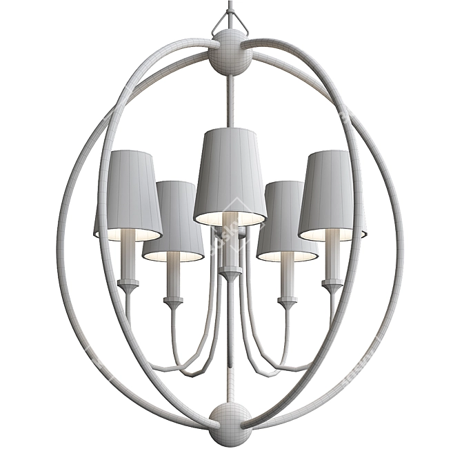 Elegant Steel Sphere Chandelier 3D model image 3