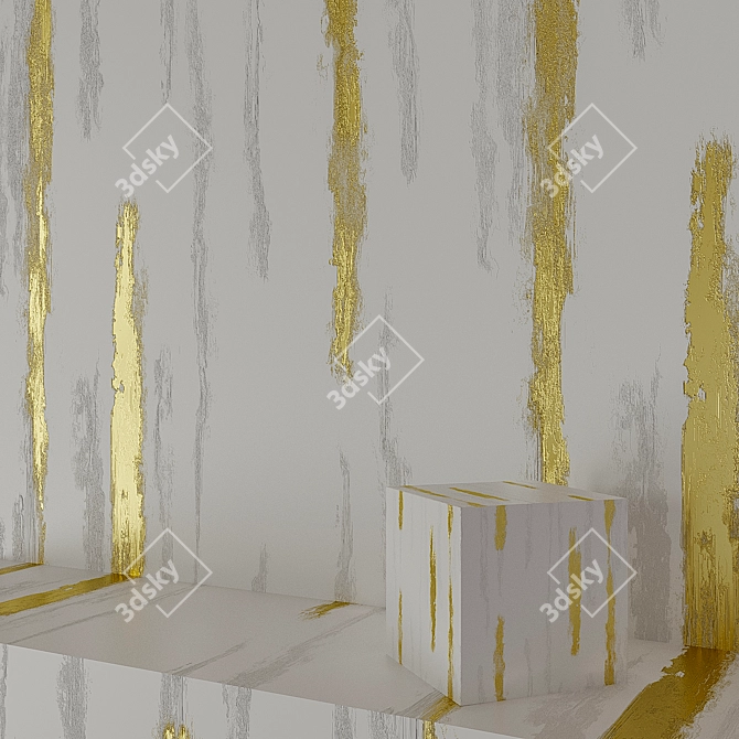 Elegant Gold Decorative Plaster 3D model image 1