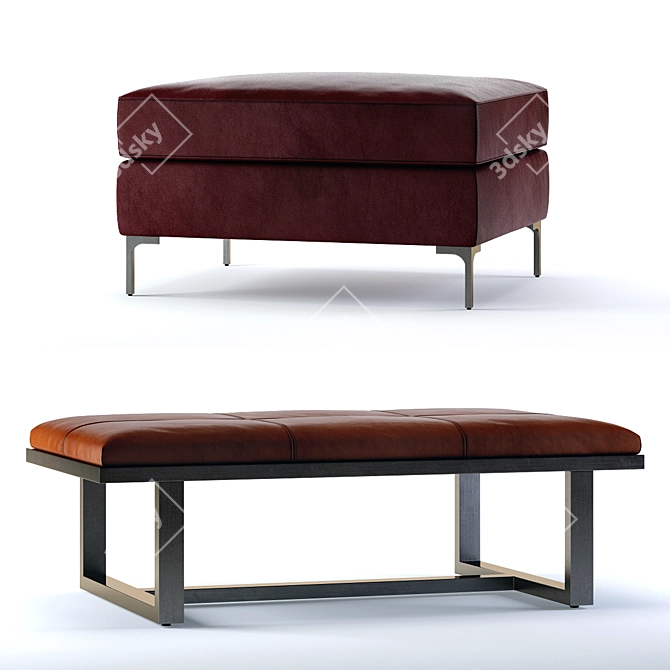 Luxury Leather Ottomans 3D model image 1