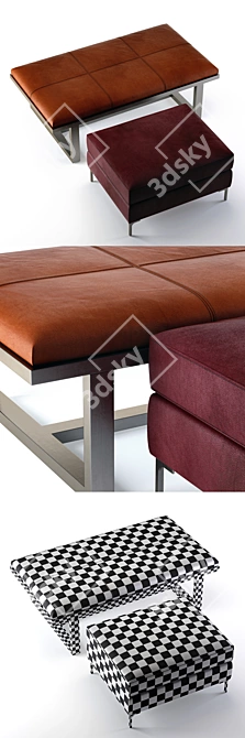 Luxury Leather Ottomans 3D model image 2