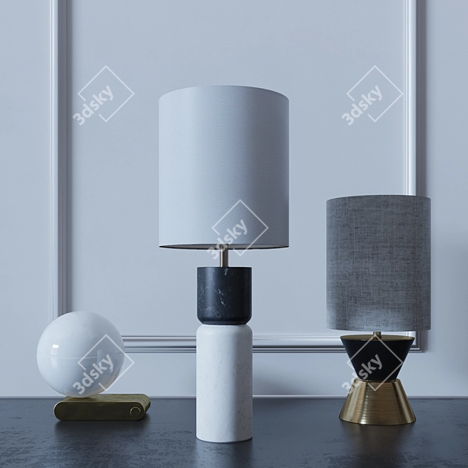 CB2 Table Lamps Trio 3D model image 1