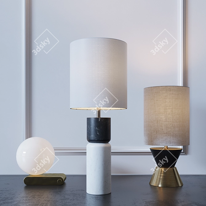 CB2 Table Lamps Trio 3D model image 2