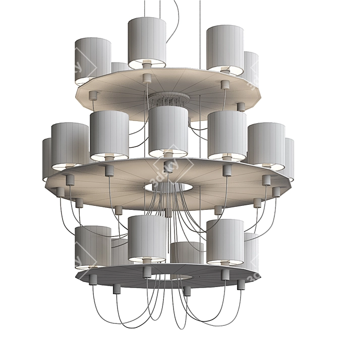 Sleek Lines Glass Chandelier 3D model image 2