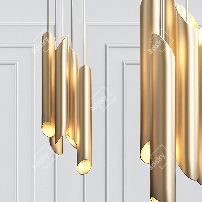 Bamboo Chandelier: Hotel Chic Elegance 3D model image 1