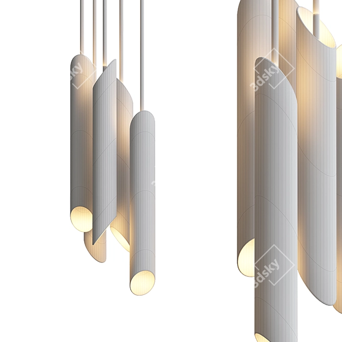 Bamboo Chandelier: Hotel Chic Elegance 3D model image 2