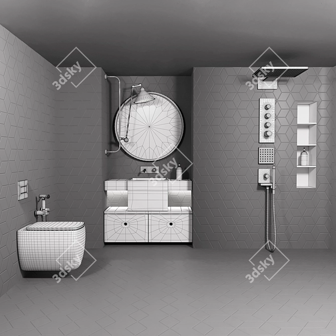 Elegant Corona Bathroom Furniture Set 3D model image 3