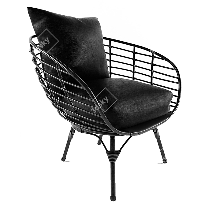 Title: Black Wicker Outdoor Chair- All-Weather Comfort 3D model image 1