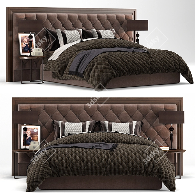 Enya Capitone Bed 3D model image 1