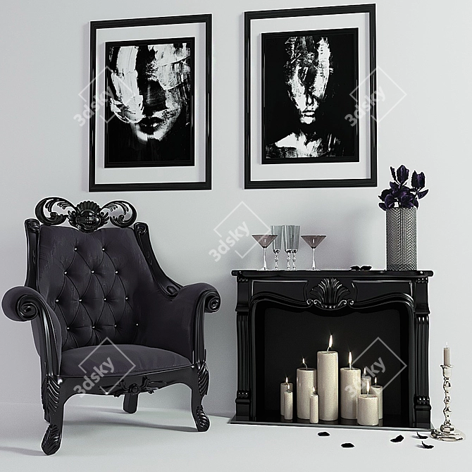 Decorative Fireplace Armchair | Stylish & Cozy 3D model image 1