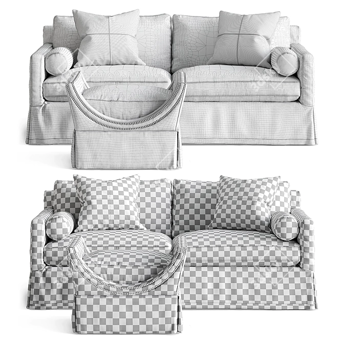 Modern Comfort: Hayes Sofa & Gayle Ottoman 3D model image 3