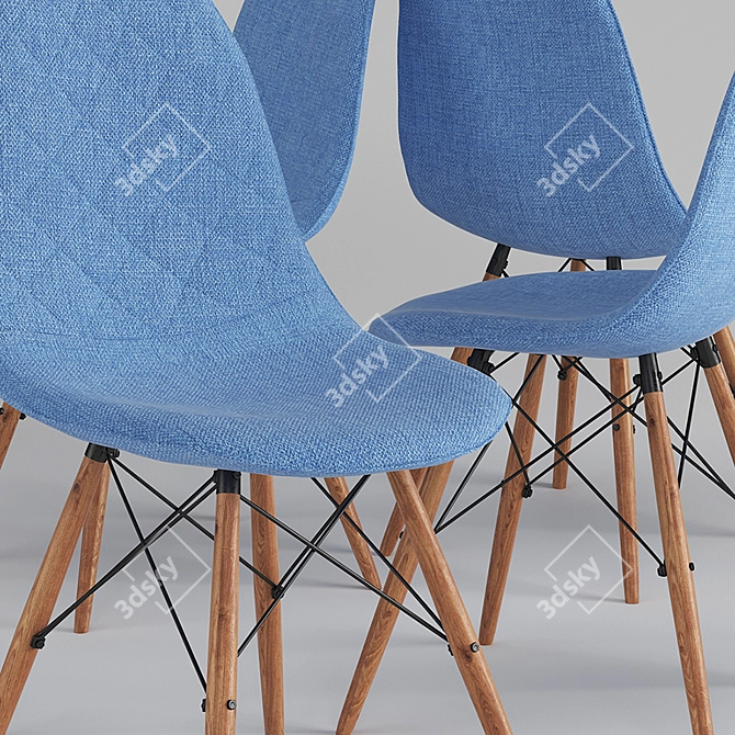 Mid-Century Eiffel Dining Chair Set 3D model image 2