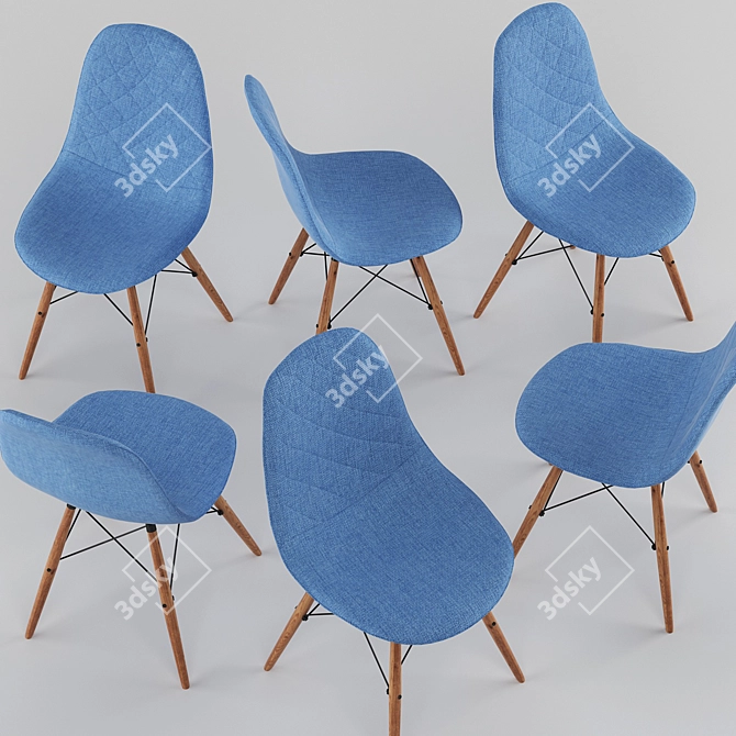 Mid-Century Eiffel Dining Chair Set 3D model image 3