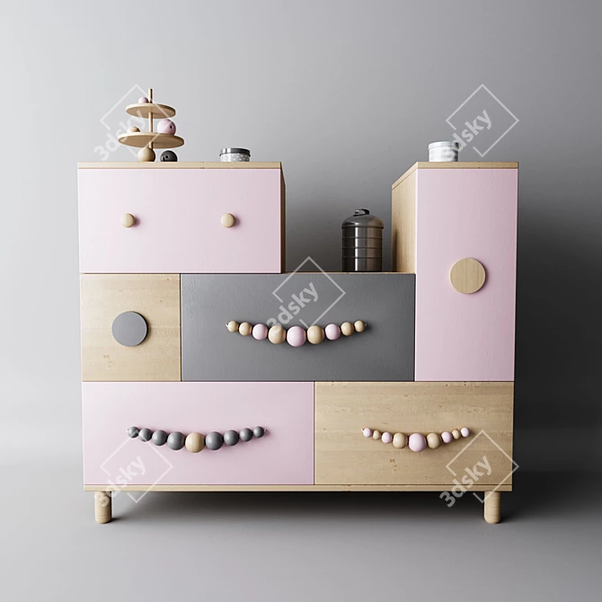 Colorful Kids Dresser: Handmade with Love 3D model image 1