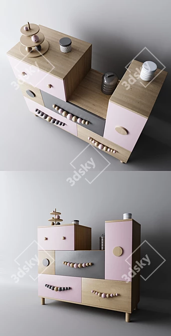 Colorful Kids Dresser: Handmade with Love 3D model image 2