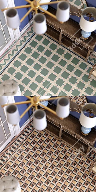 Elegant Victorian Tiles Set - Topcer 3D model image 3