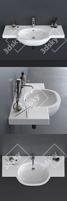 Galassia M2 Wall-Mounted Ceramic Washbasin 3D model image 2