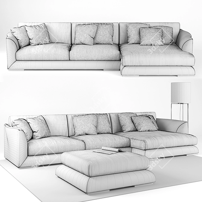 CTS Salotti Open 360 + Pouff: Luxurious Comfort for Your Living Space 3D model image 3