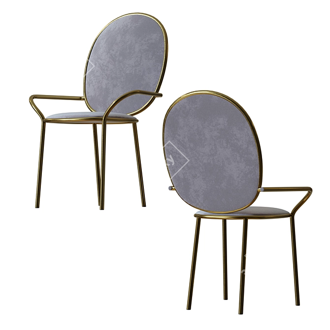 Gold Velvet Dining Armchair and Chair Set 3D model image 2