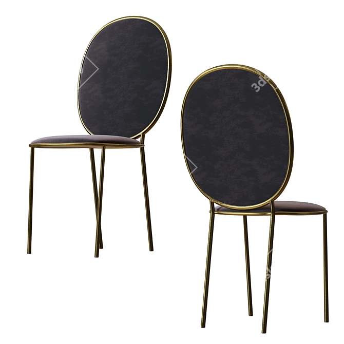 Gold Velvet Dining Armchair and Chair Set 3D model image 3