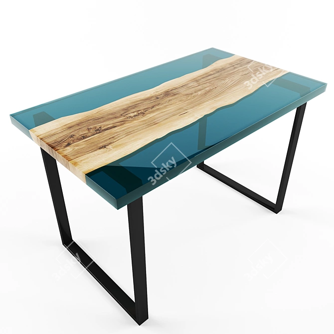 Wooden Resin Table: Unique and Stylish 3D model image 1