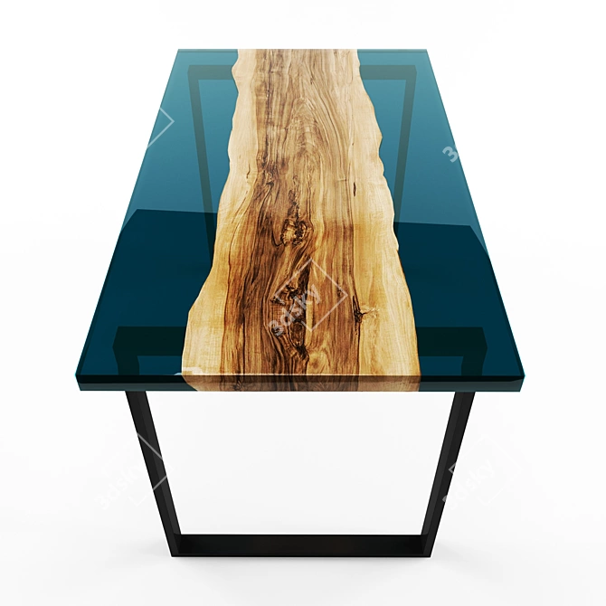 Wooden Resin Table: Unique and Stylish 3D model image 2