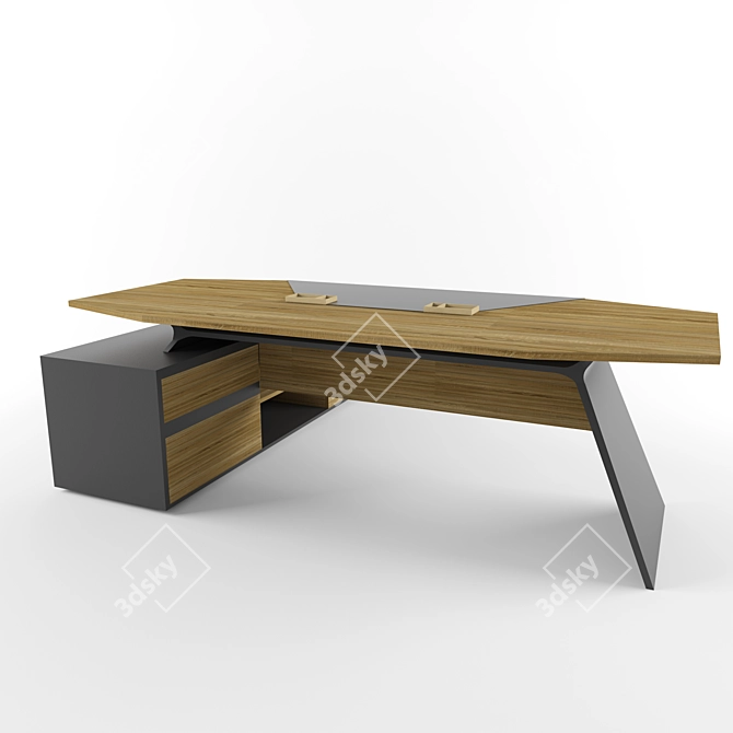 Elegant 8FT Veneer Office Table 3D model image 2