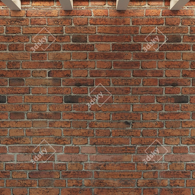 Vintage Red Brick Wall 3D model image 3