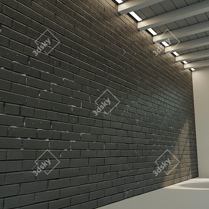 Vintage Grey Painted Brick Wall 3D model image 1