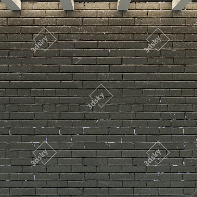 Vintage Grey Painted Brick Wall 3D model image 2