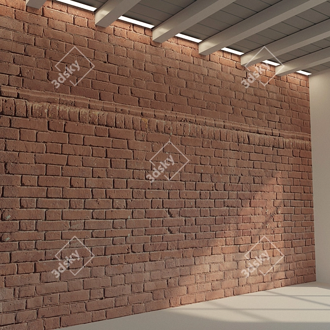 Vintage Brick Wall Texture 3D model image 1