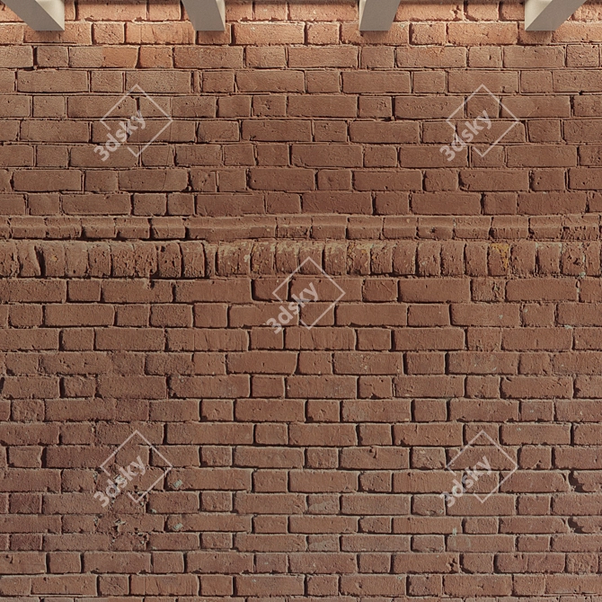 Vintage Brick Wall Texture 3D model image 3