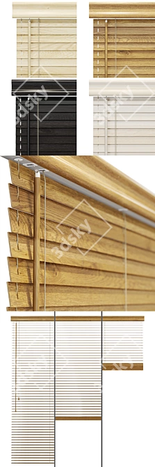 Natural Wood Window Blinds 3D model image 2