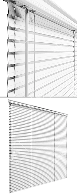 Natural Wood Window Blinds 3D model image 3