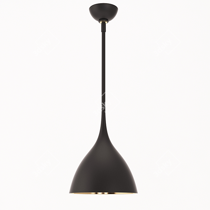 Modern Agnes Small Pendant in Matte Black with Gilded Interior 3D model image 1