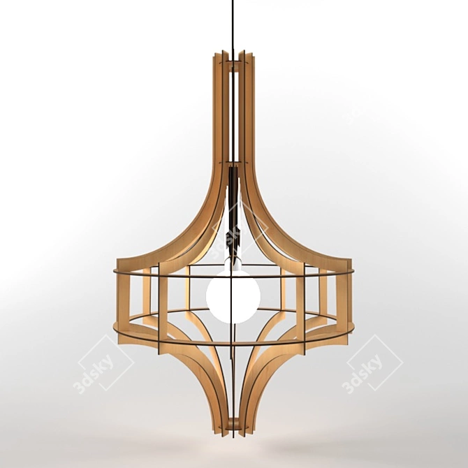 Title: LORD II - Contemporary Wooden Chandelier 3D model image 1