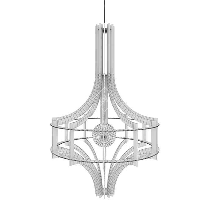 Title: LORD II - Contemporary Wooden Chandelier 3D model image 2