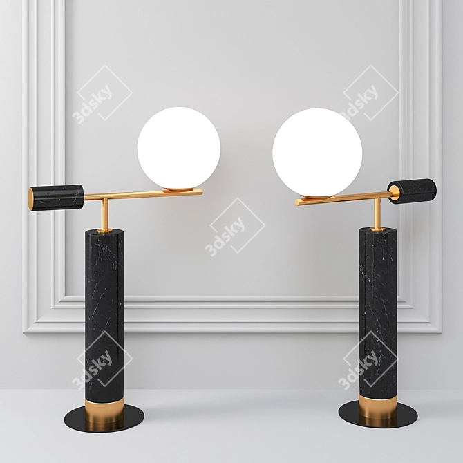 Minimalist Marble Balance Lamp 3D model image 1