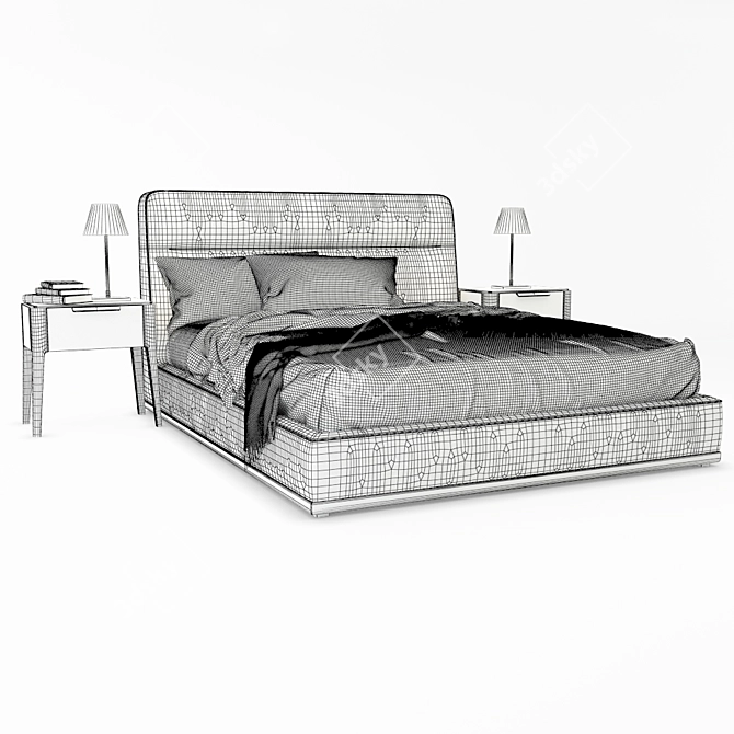 Kirk Upholstered Bed in Walnut 3D model image 3