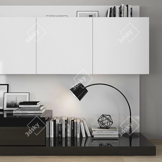 Modern TV Stand Set with Shelving 3D model image 2